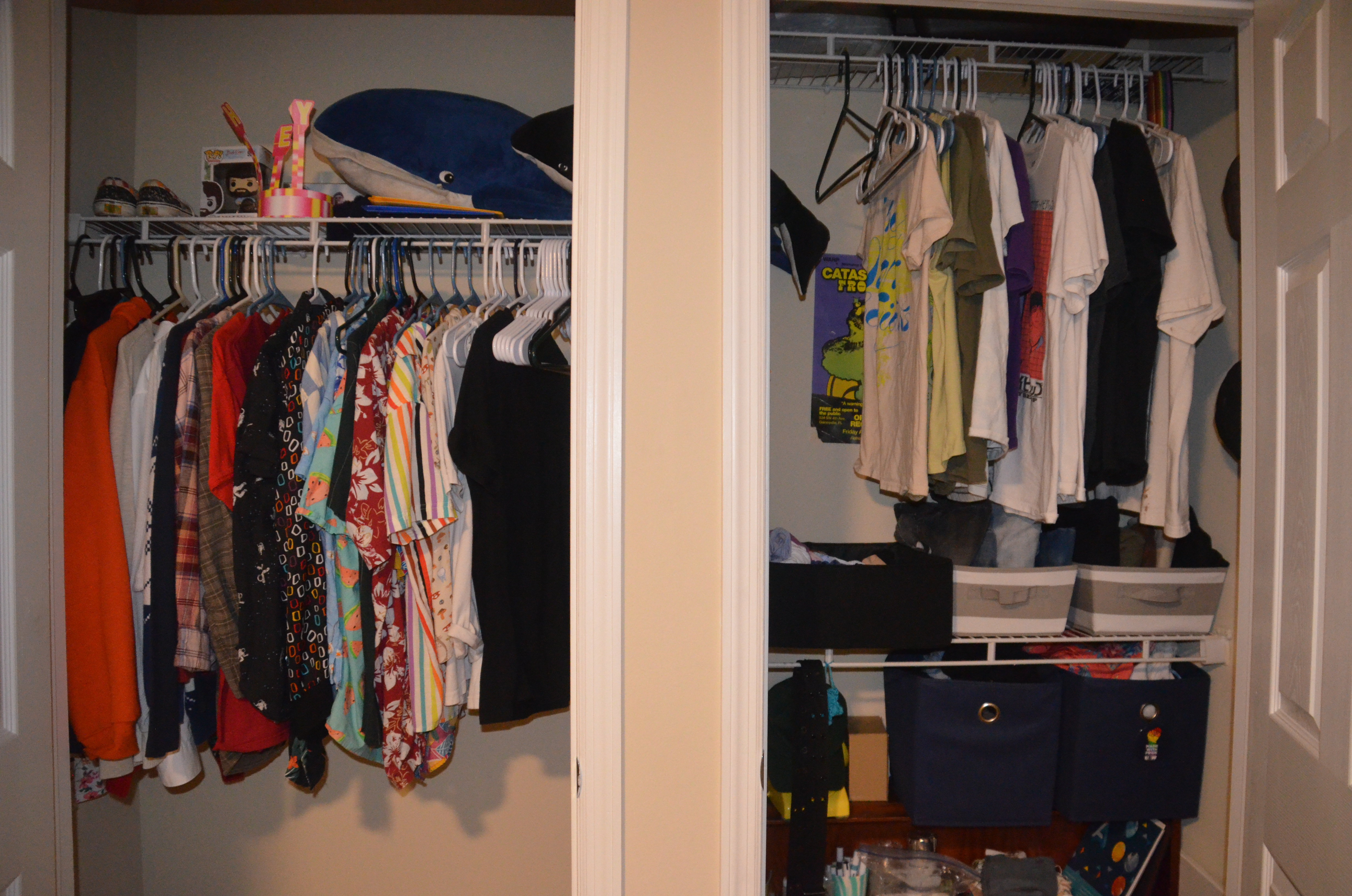 A photograph of an open closet