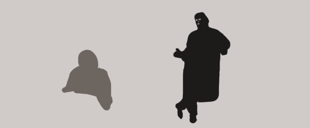 Silhouettes of Patrick Bateman and Paul Allen from American Psycho.